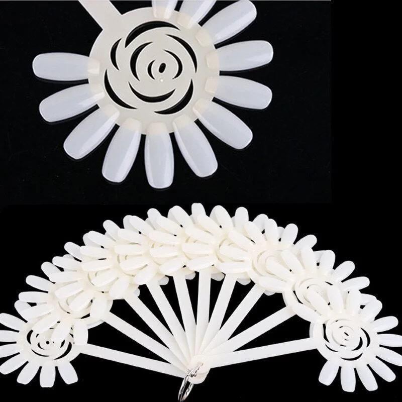 1 Set Nail Tips Sunflower Clear False Nails Fan Nature Nail Art Round Full Cover Nails Display Acrylic Practice Manicure Tools-Nail Inspo