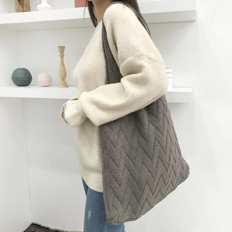 Knitted bag fashion all-match one shoulder woolen bag