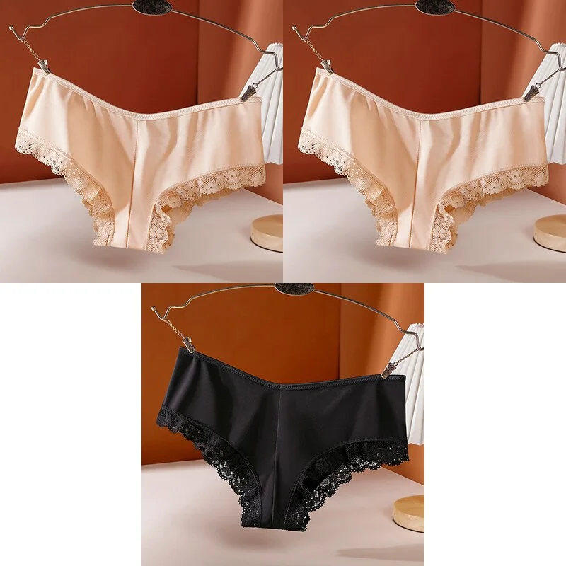 Billionm Sexy Women's Panties Low-Rise Hollow Out Cross Underwear Ice Silk Lace Female Comfort Seamless Lingerie