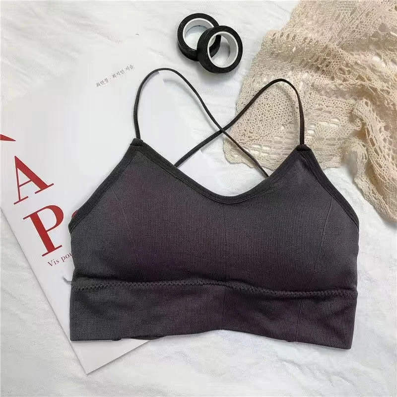 Sexy Tank Top Corset Beauty Back Vest Crop Tee Padded Cross Straps Camisole Feminino топ Cami Soutien Gorge нижнее белье женское