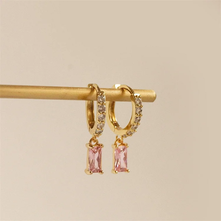 Pendientes elegantes con colgantes de cristal rosado aretes