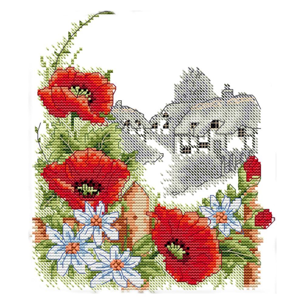 

Four Seasons Summer Poppy - 14CT Stamped Cross Stitch - 26*21cm, 501 Original