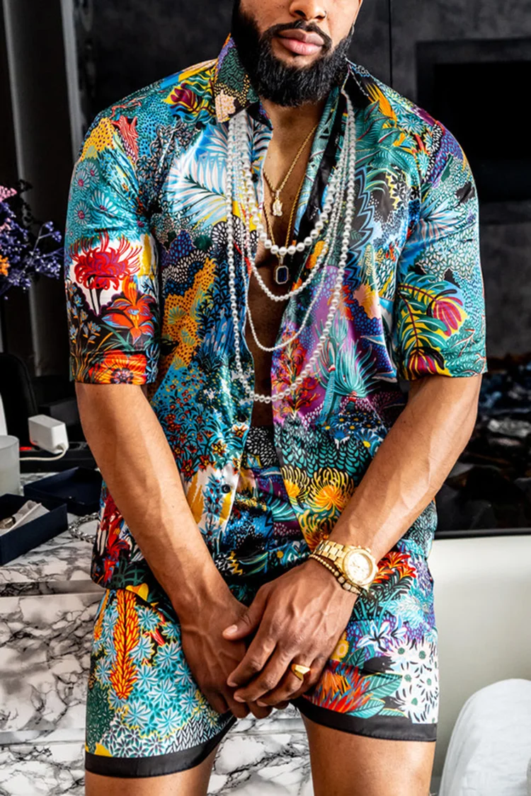 Tiboyz Extravagant Shirt And Shorts Beach Outfits Two Piece Set