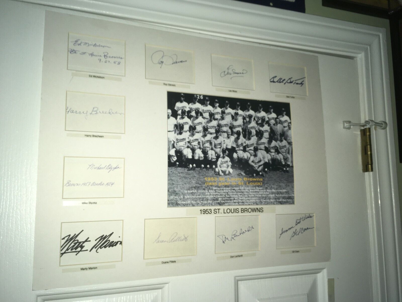 1953 St. Louis Browns Team Photo Poster painting Matted with 10 Autographs W/Our COA's