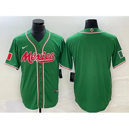 Men's Mexico Baseball Blank 2023 Green World Baseball Classic Stitched Jersey UNPE