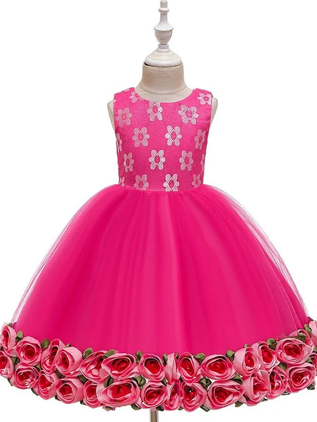 Daisda Ball Gown Sleeveless Jewel Neck Flower Girl Dresses Tulle With ...