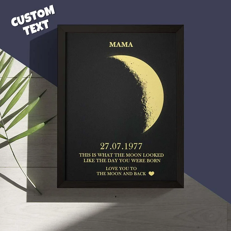 Custom Moon Phase Frame With Your Text, Custom Birth Date Art Frame ...