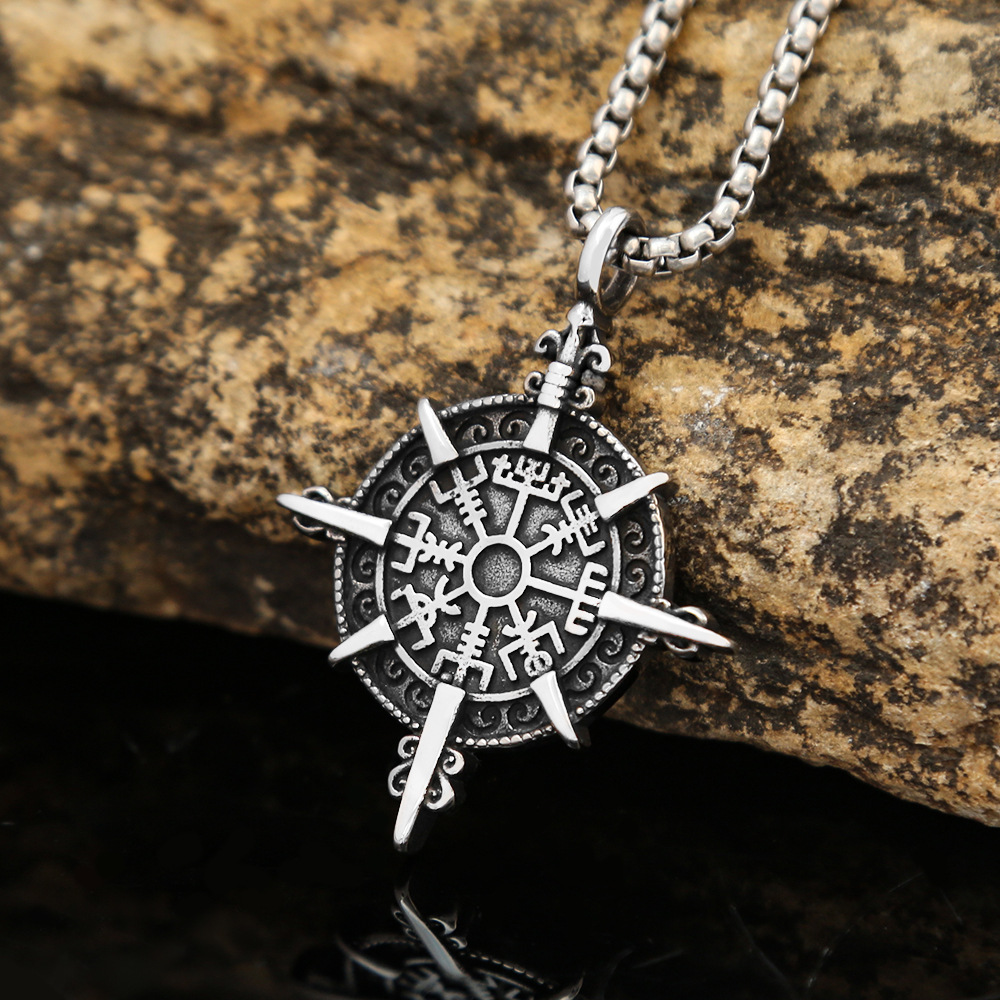Viking Compass Rune Titanium Steel Pendant - A Tribute to Norse Heritage
