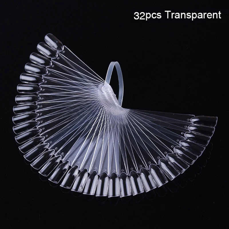 Color Card False Nail Tips Fan Transparent White Fake Nail Tips  Nail Art Practice Display Design Tools-Nail Inspo