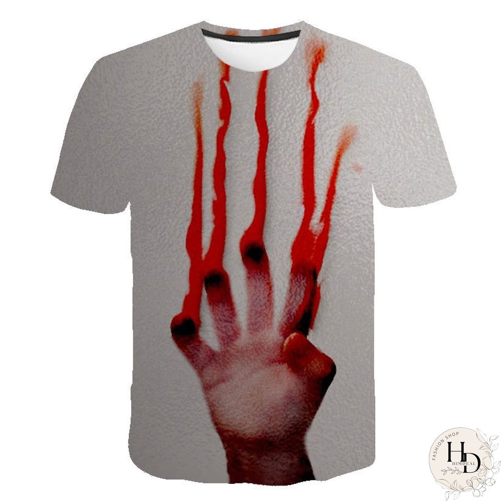 Summer Streetwear Scary Man Male 3D Print Creative Character Casual Shirt Plus Size Short Sleeve Tees Tops Clothing