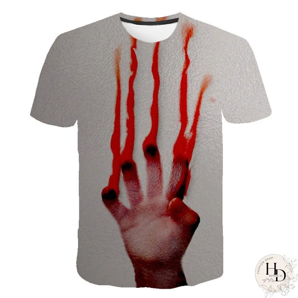 Summer Streetwear Scary Man Male 3D Print Creative Character Casual Shirt Plus Size Short Sleeve Tees Tops Clothing