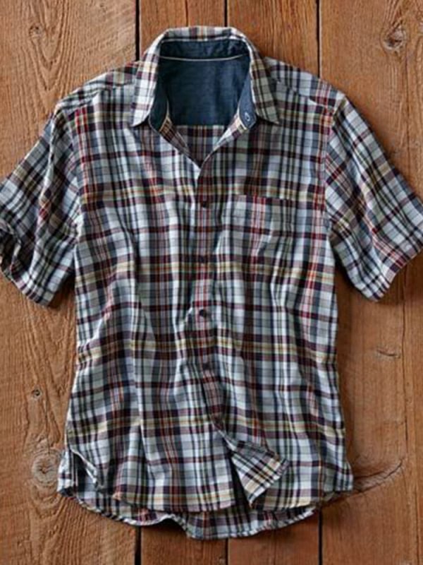 Men's multicolor striped pattern cotton linen shirt