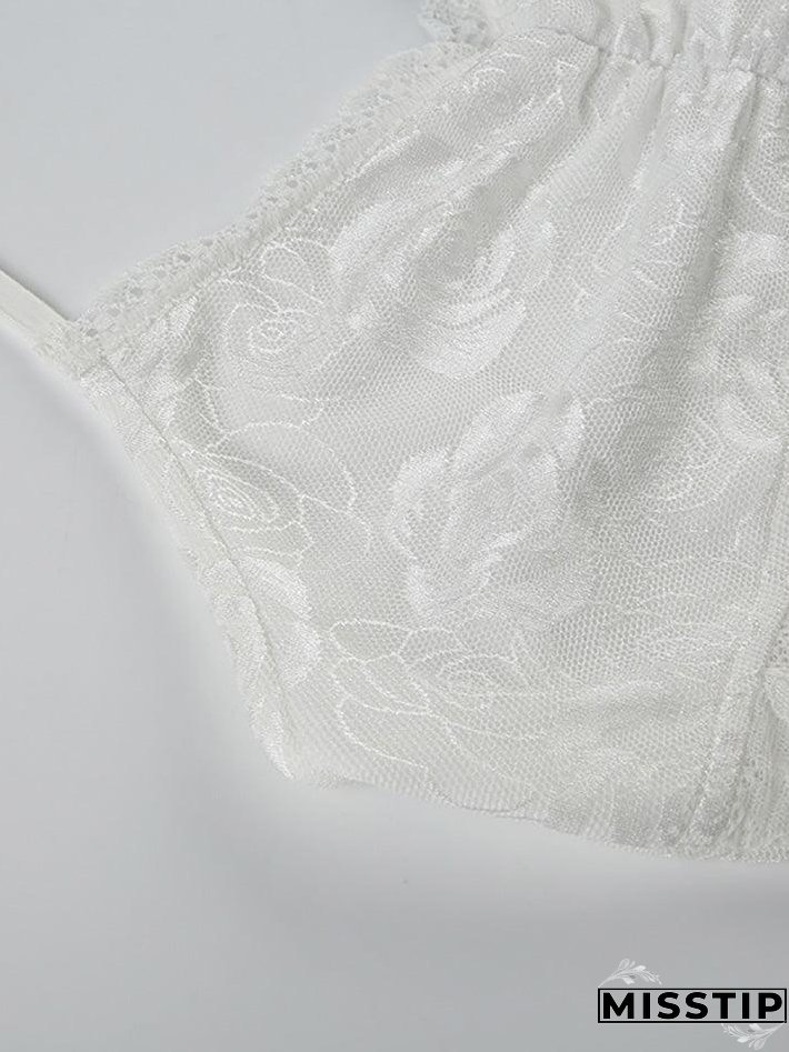 Rose Pattern Lace Cami Tank Top