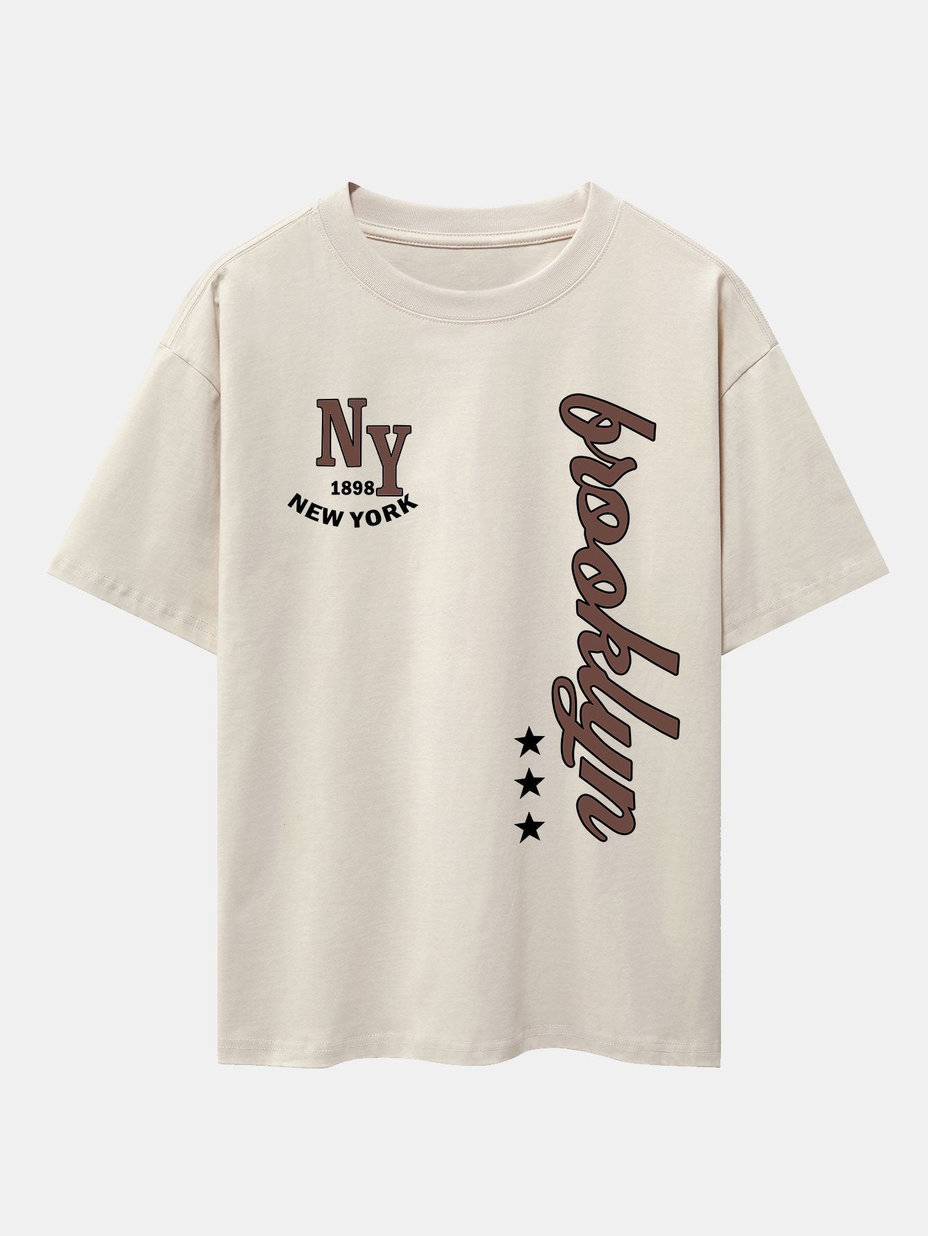 New York Brooklyn Print Drop Shoulder Oversize T-Shirt