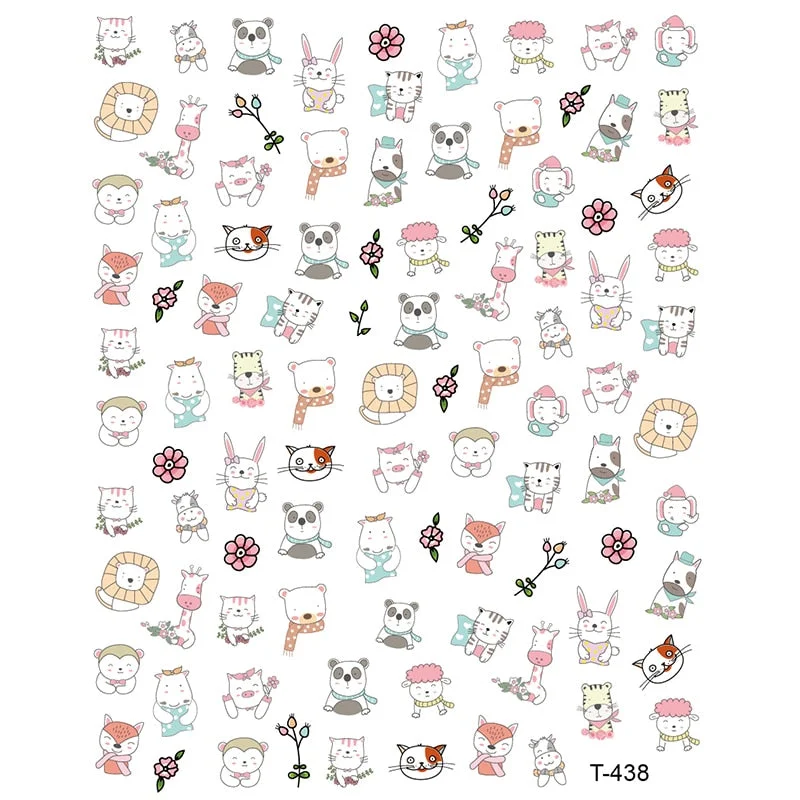 1Pcs Laser Ginkgo Leaf Self-adhesive Nail Sticker Lucky Four-leaf Clover Animal Cartoon Nail Art Sticker Decal Nail Charm Design