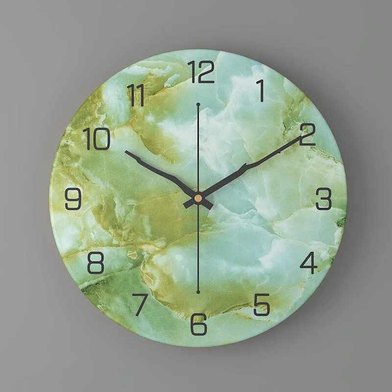 Imitation Marble Clock European Style Home Living Room Fashion Creative Wall Clock Bedroom 30cm Metal Digital Clock
