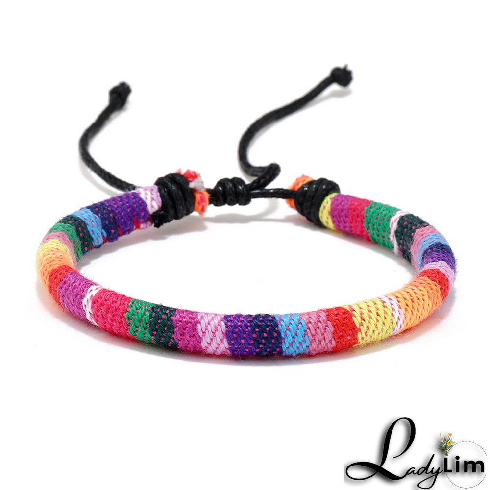 Multicolor Ethnic Style Drawstring Boho Bracelet