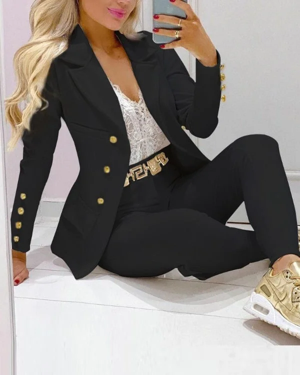 CM.YAYA Elegant Paisley Plaid Women's Set Long Sleeve Blazer Pants Suit Office Lady Tracksuit Two Piece Set Fitness Outfits