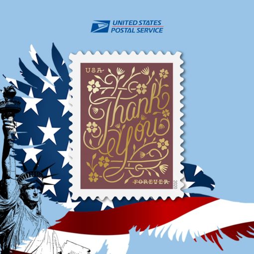 2020 Forever Stamps First Class Postage Stamps Thank You (5 Sheets of 20)