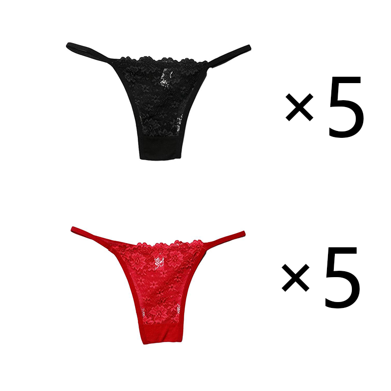 Kissbake 10PCS/SET Women's Lace Panties Ladies Sexy Cotton Underwear Female Thong Hollow Out Low Waist Lingerie Seamless G-String
