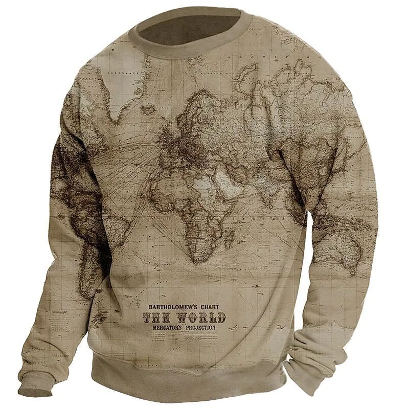 Men's Map 3D Printed Sweatshirt Pullover