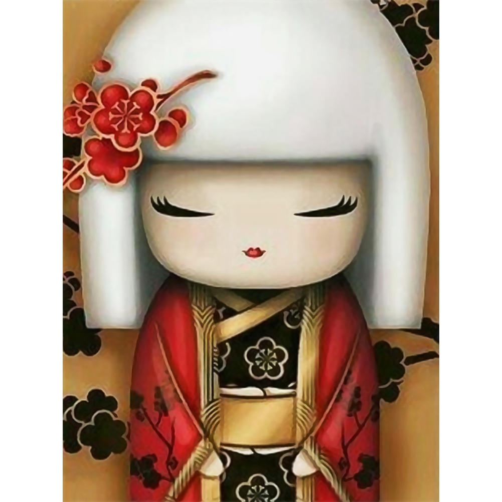 

35*45CM - Round Drill Diamond Painting - Kokeshi Doll, 501 Original