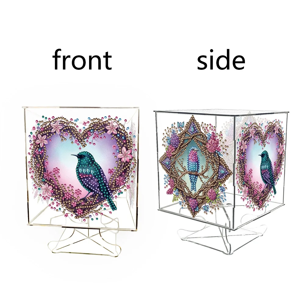 DIY Birds Diamond Art Painting Lamp Four Sided for Bedroom Decor Gifts