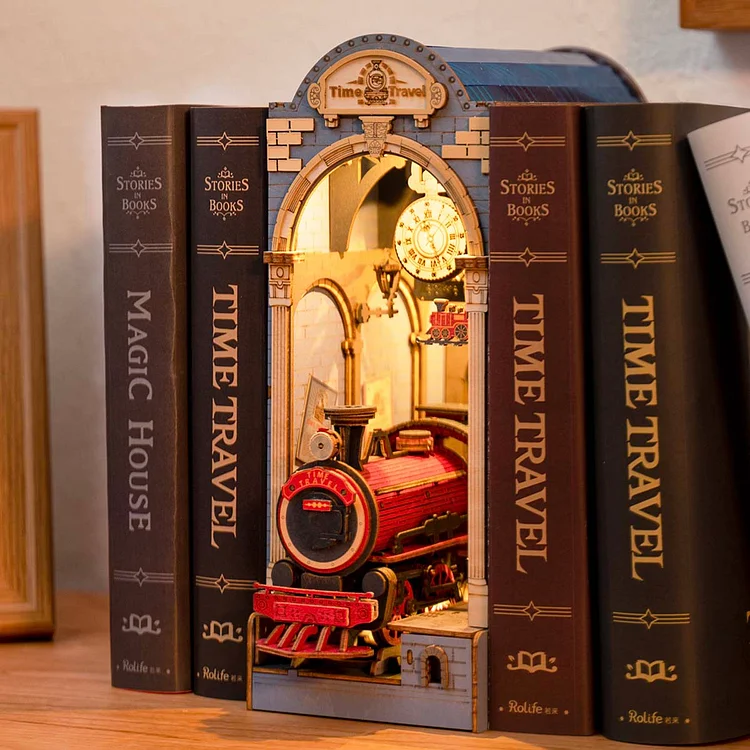 Book Nook Ensemble de maison de poupée en bois, coin livre, maison