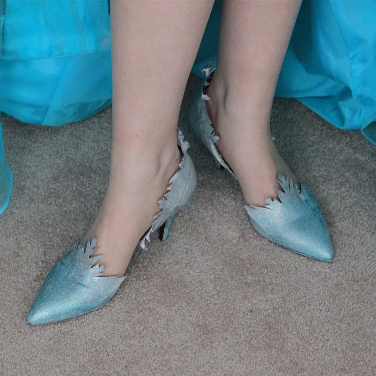 Turquoise Heels Frozen Elsa Sparkly Pumps for Halloween |FSJ Shoes