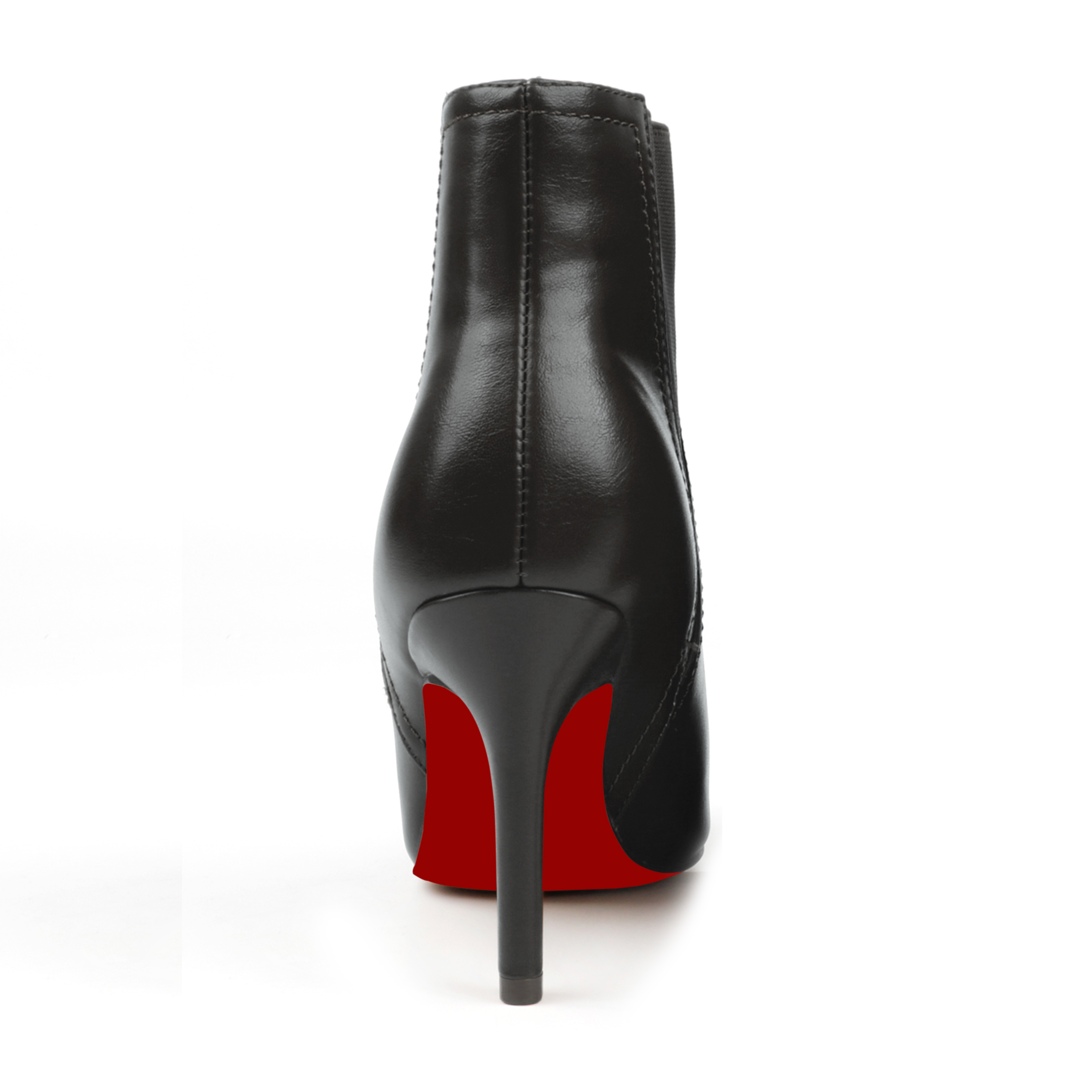 90mm Women's Stiletto Middle Heel Pointed Toe Red Bottom Ankle Boots Matte Shoes-MERUMOTE