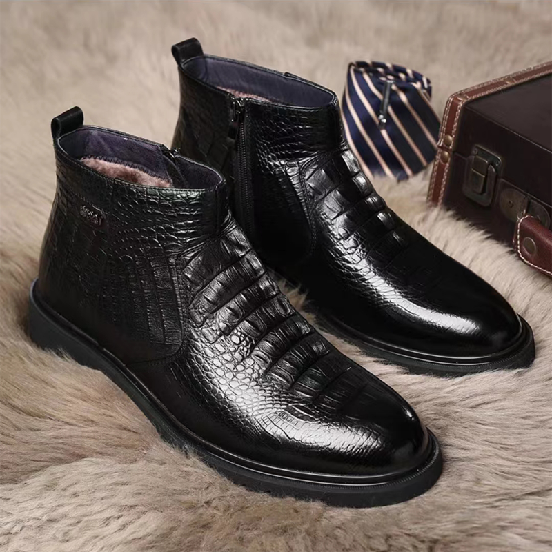 Crocodile Print Chelsea High Top Warm Men's Boots DANRRIO.COM DANRRIO