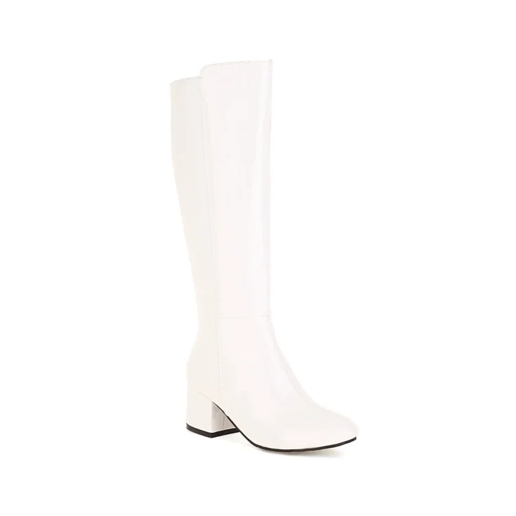 Tanguoant Tanguoant Leather Square Head Thick Heel Women's Boots Plus Size High Boots Autumn / Winter Boots C600-2