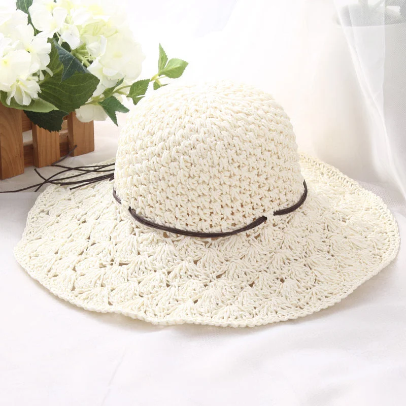 Women's Foldable Sun Hat Hollow Pineapple Flower Sun Protection Straw Hat