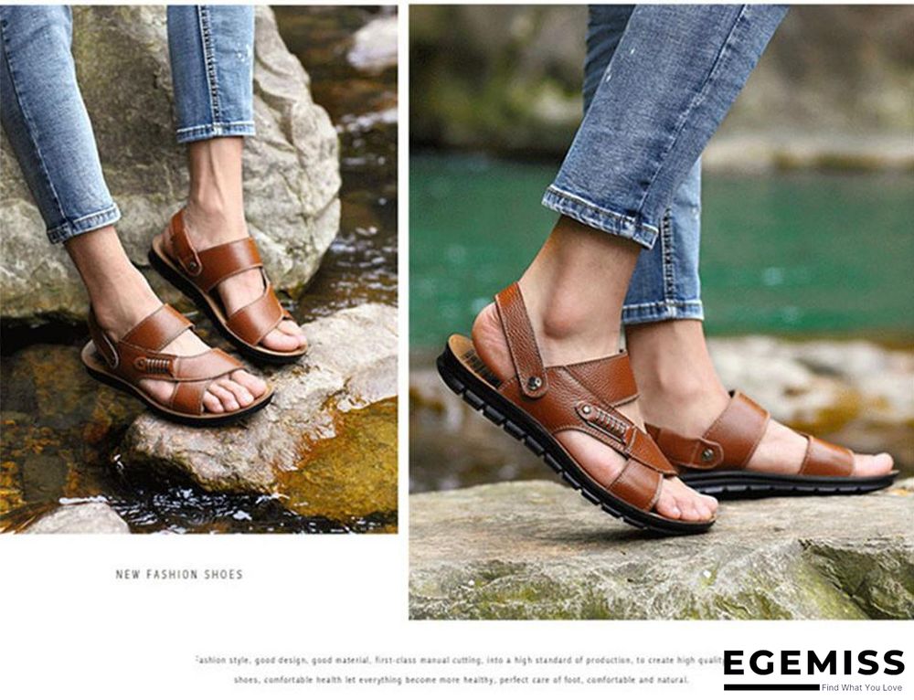 Men Genuine Leather Roman Sandals Male Casual Shoes Flip Flops Fashion Outdoor Slippers Shoes | EGEMISS