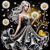 Special Shape Rhinestone Diamond Painting Kit(Black Gold Daisy Beauty)