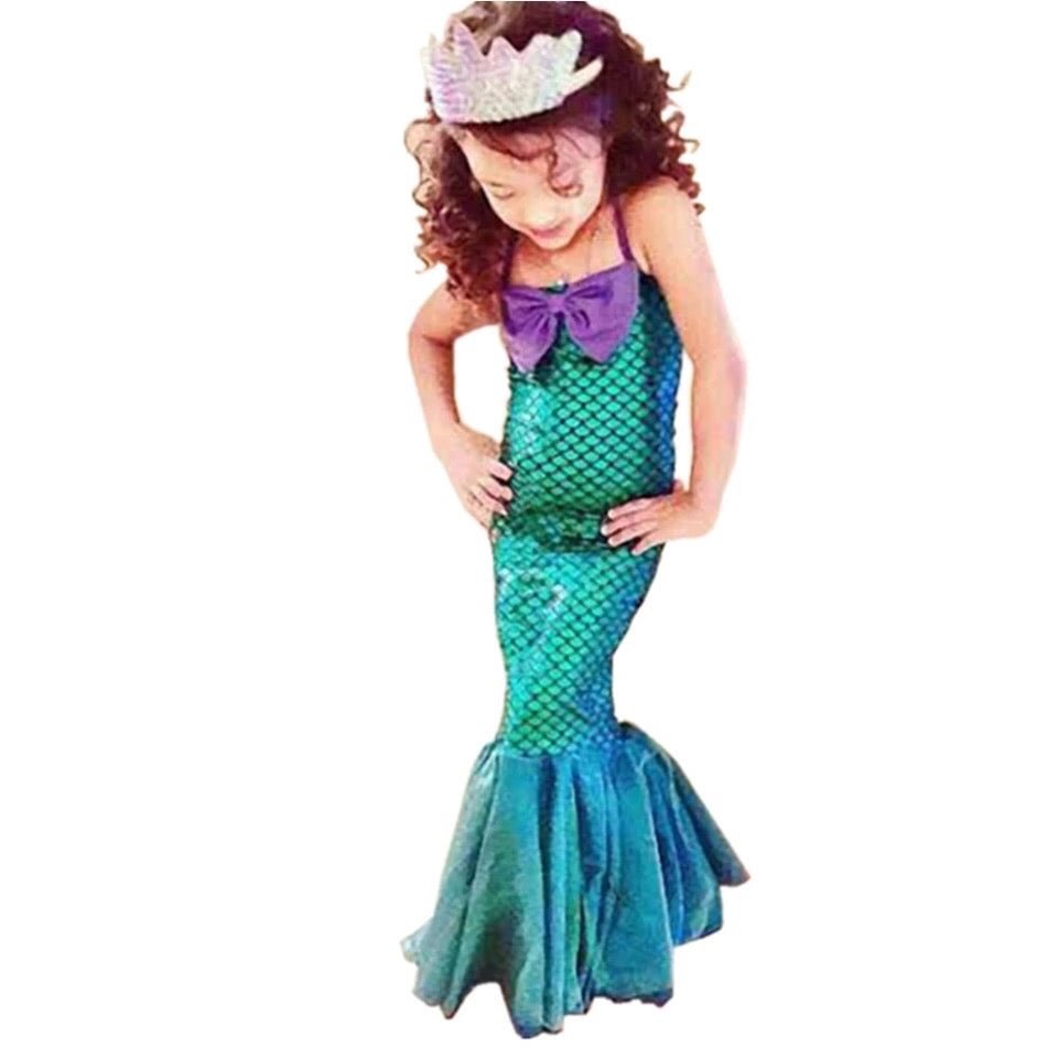 Summer Cosplay Little Girl Mermaid Long Dress Costume