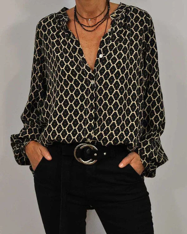Women's V-neck Elegant Long Sleeved Shirt