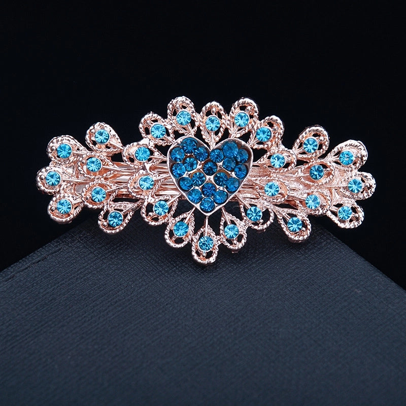 Korean Hair Accessories Rhinestone Bow Simple Hairpin Adult Pearl Horizontal Clip Ponytail Clip Top Clip Spring Clip Small