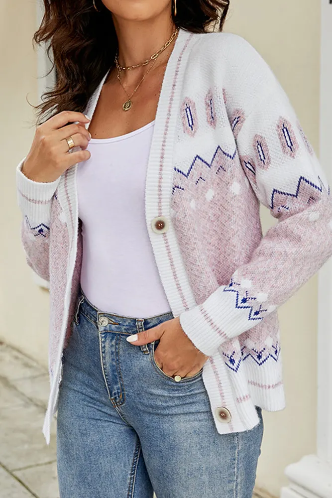 Open Front Button Up Knitting Cardigan