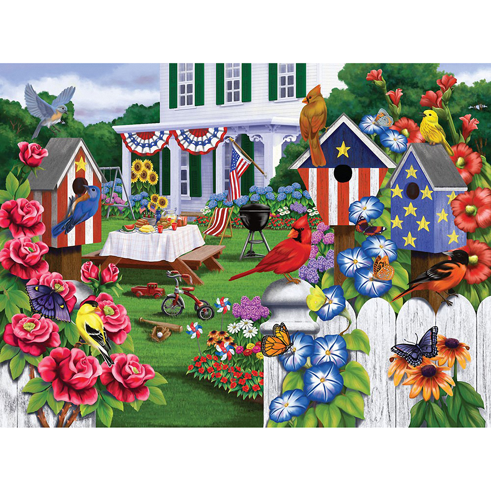 

40*30CM - Round Drill Diamond Painting - Courtyard, 501 Original