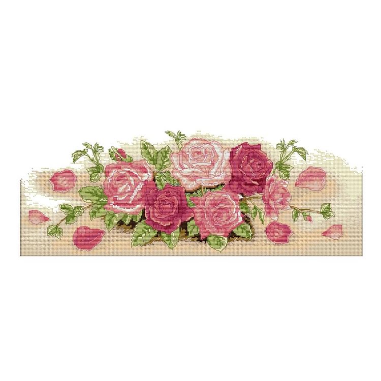 Joy Sunday - Plants - 14CT 2 Strands Threads Printed Cross Stitch Kit - 55x23cm(Canvas)
