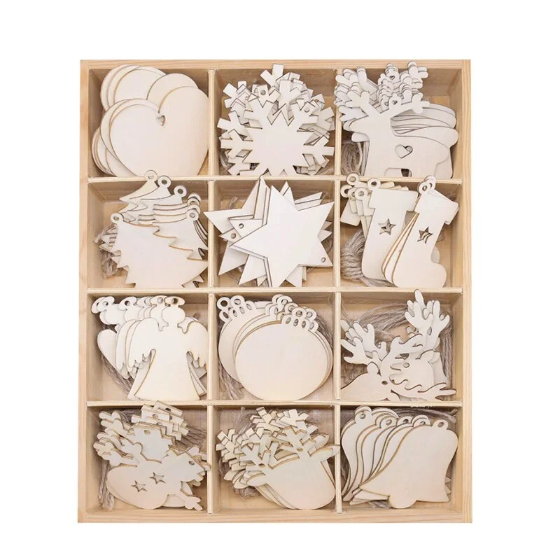 10pcs/lot Wooden Christmas Tree Hanging Ornament Pendants Christmas Decorations For Home Party New Year Navidad Natal Kids Gift