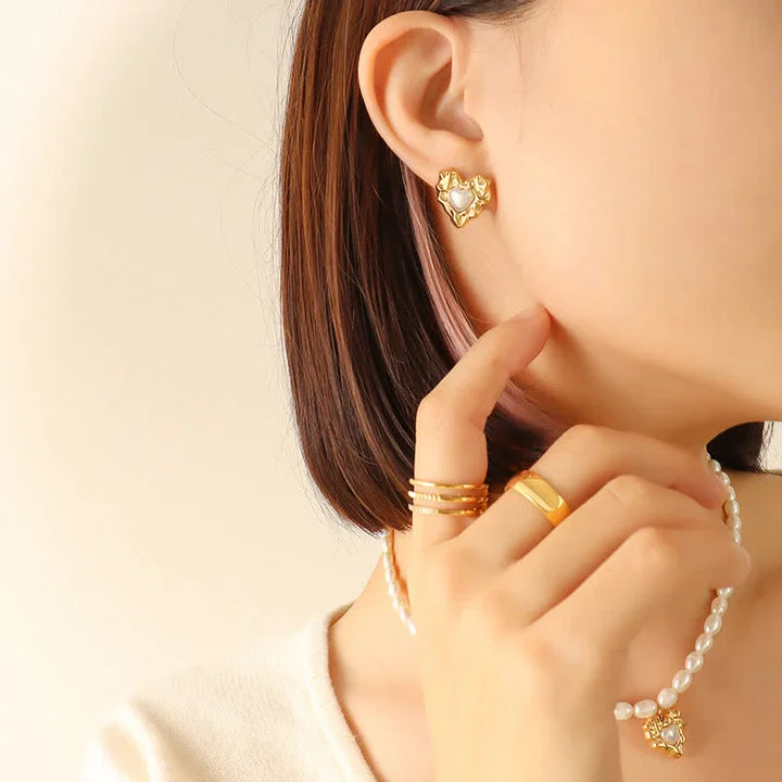 Pearl Beaded Happiness Choker Necklace Pendant Love Earrings