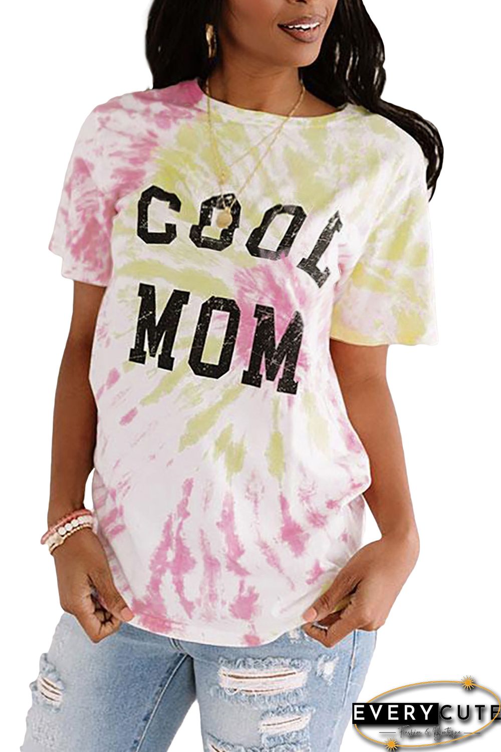 Pink COOL MOM Tie Dye Tee