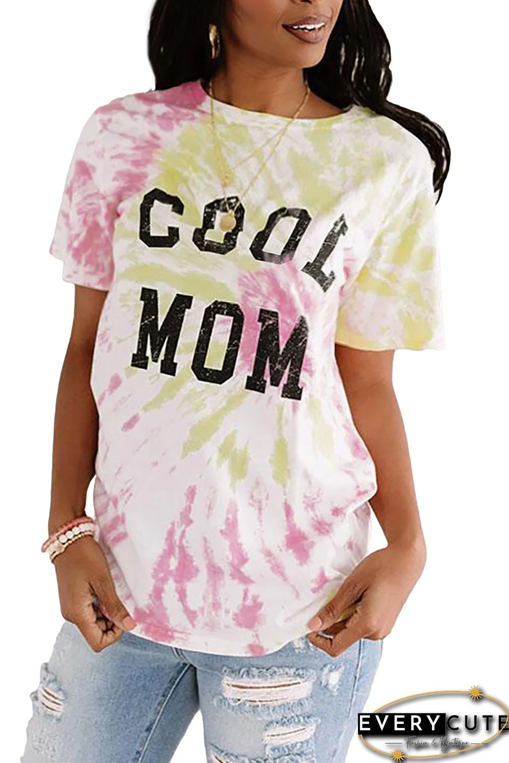Pink COOL MOM Tie Dye Tee