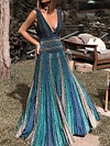 Gradient Deep V-Neck Maxi Dress