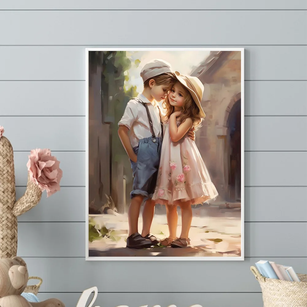 Diamond Painting - Full Round Drill - Kid Sweet Couple(Canvas|30*40cm)