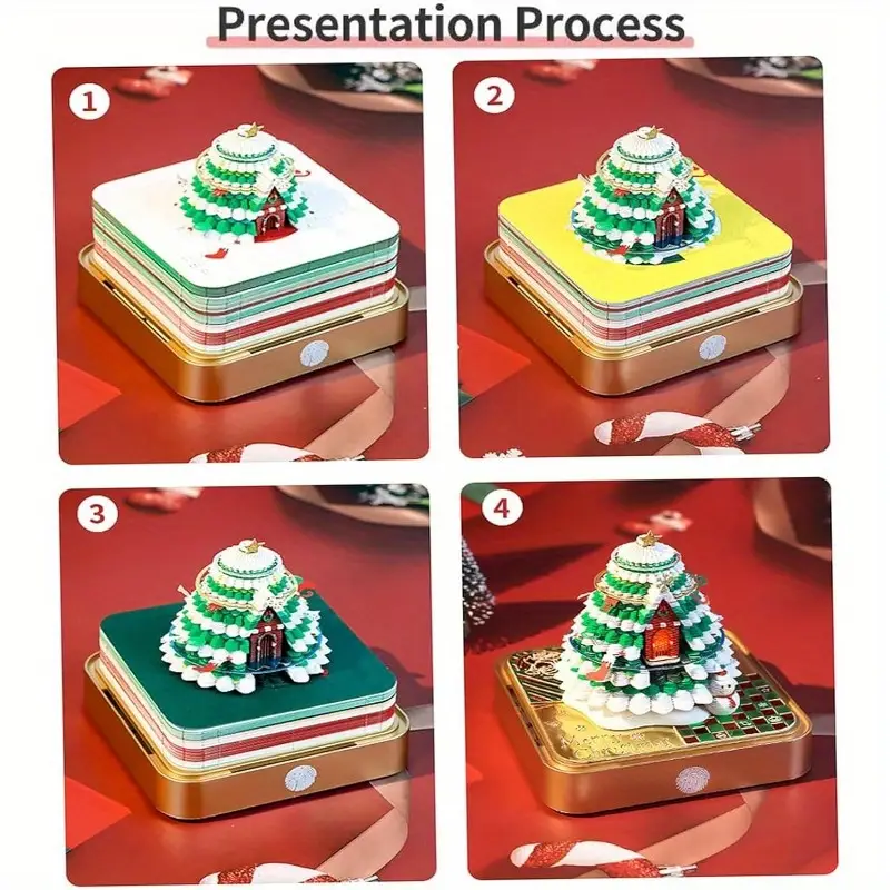 3d desk calendar with led lights festive christmas tree house design 3d paper carving art weekly date display monthly memo pad sticky note holder desktop decoration gift for home office christmas decorations Product details 4