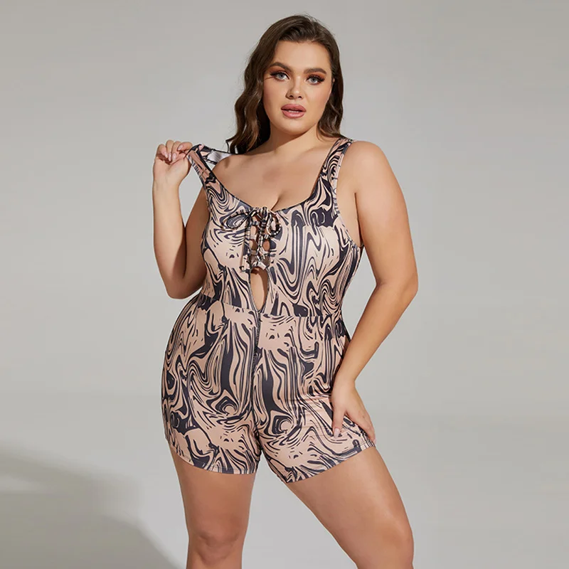 Printed sleeveless sports jumpsuit