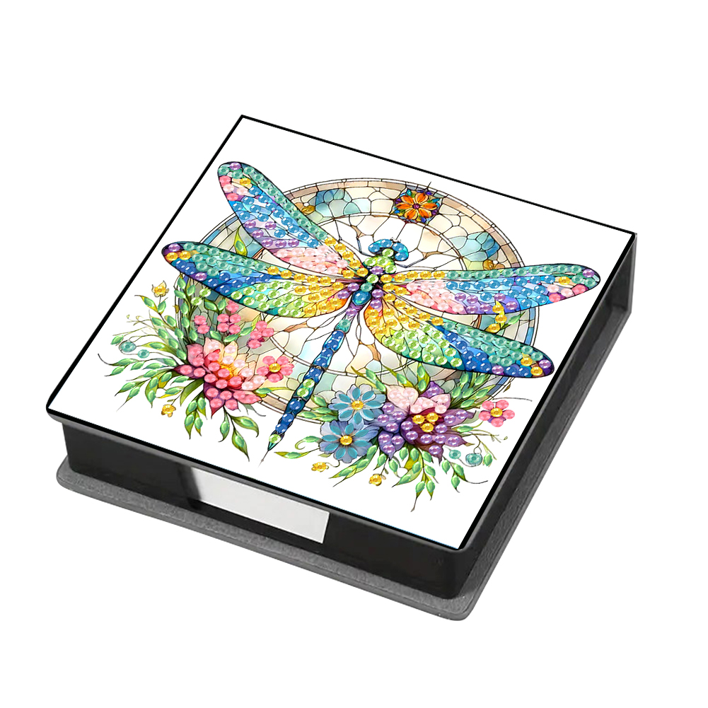 {US Local Warehouse} Dragonfly Leather Diamond Art Note Box with 160 Sheets of Paper for Beginners